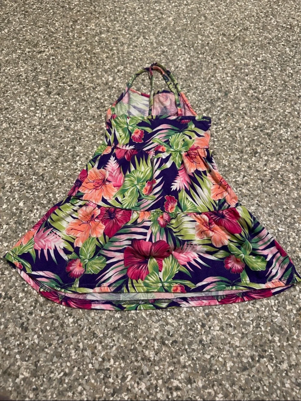 The Children's Place Purple Floral Tiered Sundress with Pink and Green - Picture 4 of 5